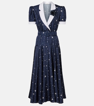 Abito midi in twill di seta con stampa | Rodarte