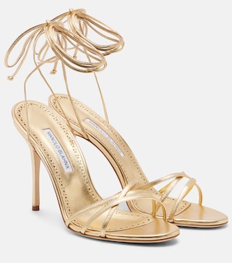 Leva 105 metallic leather sandals | Manolo Blahnik