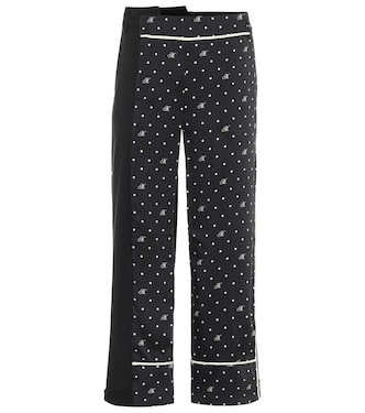 Pantalon à taille haute en laine mélangée à pois | Monse