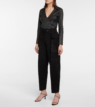 High-Rise-Hose Butch aus Veloursleder | Stouls