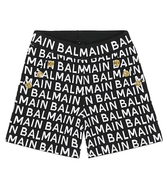 Shorts en jacquard de algodón con logo | Balmain Kids