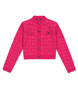 Logo jacquard cotton-blend cardigan | Balmain Kids