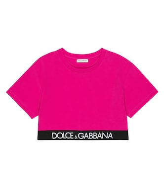 Crop top de mezcla de algodón con logo | Dolce&Gabbana Kids
