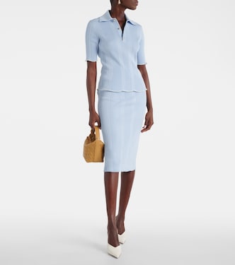 Gonna midi in cotone a coste | Bottega Veneta