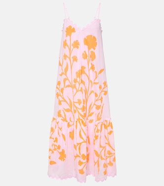 Vestido midi de algodón floral a capas | Juliet Dunn