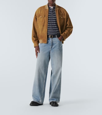 Logo suede bomber jacket | Miu Miu