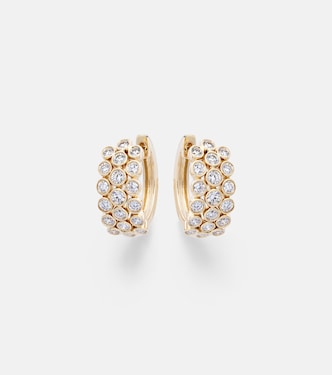 Orecchini a cerchio 3 Row in oro 18kt con diamanti | Anita Ko
