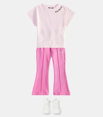 T-shirt in jersey di cotone con logo | Balmain Kids
