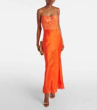 Adira lace-trimmed silk satin corset dress | Rebecca Vallance