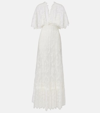 Bridal embroidered cotton-blend lace gown | Elie Saab