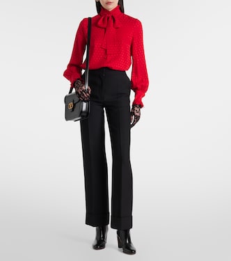 La Cour De Cœur bow-detail silk crêpe shirt | Valentino