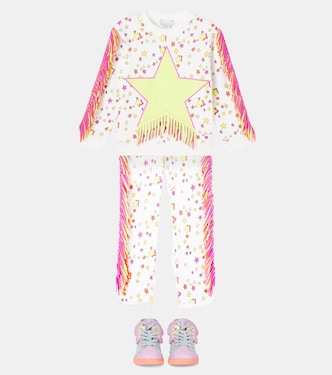 Fringed printed cotton jersey sweatshirt | Stella McCartney Kids