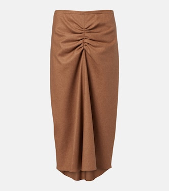 Gathered wool and cashmere midi skirt | Victoria Beckham