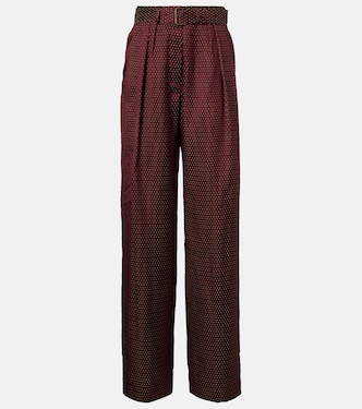 Pantalones anchos de tiro alto con cinturón | Dries Van Noten