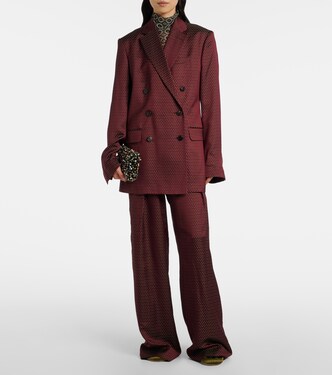 Pantalones anchos de tiro alto con cinturón | Dries Van Noten