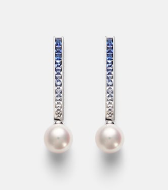 18kt white gold earrings with pearls and sapphires | Mikimoto