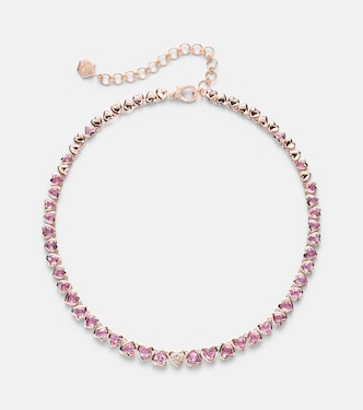 Tennis 18kt rose gold necklace with sapphires and diamond | Shay Jewelry