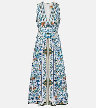 Flora Tile floral linen midi dress | Farm Rio