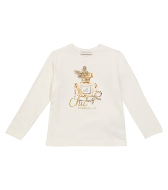 Embellished stretch-cotton jersey T-shirt | Monnalisa