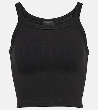 x Hailey Bieber HB ribbed-knit jersey crop top | Wardrobe.NYC