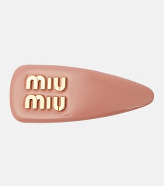 Logo patent leather hair clip | Miu Miu