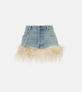 Jeansrock mit Federn | Miu Miu