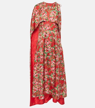 Vestido midi de seda con capa | Markarian