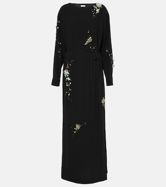 Embroidered crêpe satin gown | Dries Van Noten