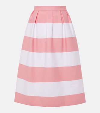 Gonna midi in misto cotone a righe  | Carolina Herrera
