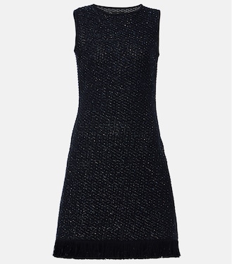 Vestido corto de tweed de mezcla de algodón | Oscar de la Renta