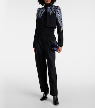 Veste raccourcie en laine mélangée à sequins | Dries Van Noten