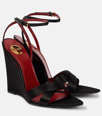 Bibi 110 crêpe satin wedge sandals | Saint Laurent
