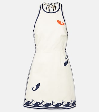 Bedrucktes Minikleid Marine aus Baumwolle | Alémais