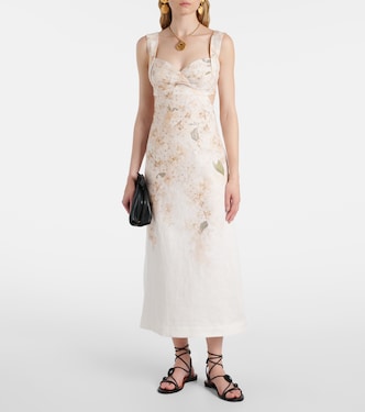 Vestido midi Balance de lino floral | Zimmermann