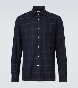 Checked wool, silk and cotton-blend shirt | Kiton