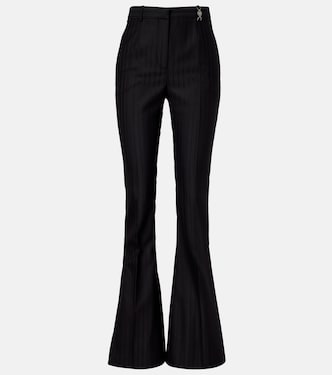 Embellished pinestripe wool flared pants | Versace