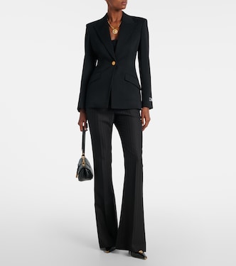 Embellished pinestripe wool flared pants | Versace