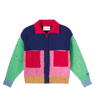 Logo colorblocked wool-blend cardigan | Bobo Choses