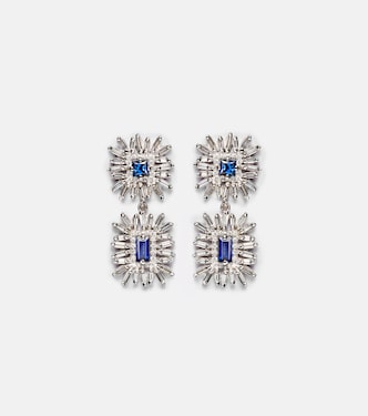 18k gold drop earrings with blue sapphires and diamonds  | Suzanne Kalan