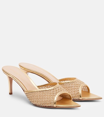 Sienna 70 metallic leather-trimmed mules | Gianvito Rossi