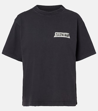 Logo distressed cotton jersey T-shirt | Balenciaga