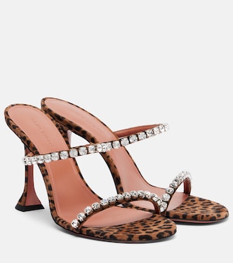 Gigi 95 leopard-print suede mules | Amina Muaddi