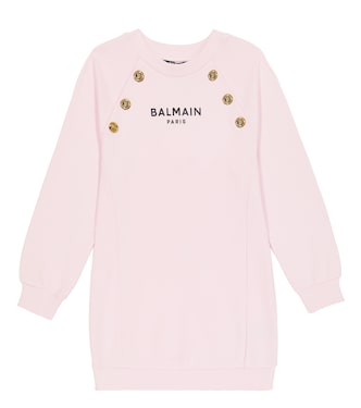 Logo cotton sweatshirt dress | Balmain Kids