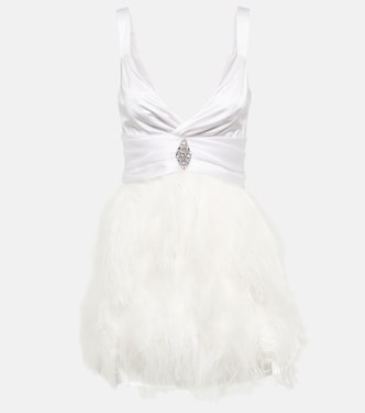 Feather-trimmed embellished silk minidress | Alessandra Rich