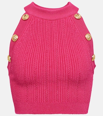 Embellished knit crop top | Balmain