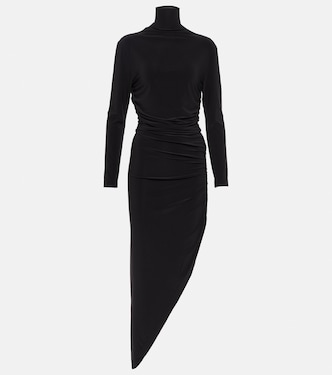 Turtleneck draped jersey maxi dress | Norma Kamali