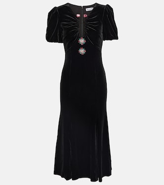 Embellished velvet midi dress | Self-Portrait