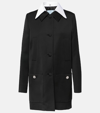 Satin-trimmed virgin wool coat | Prada