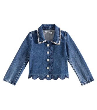 Embellished scalloped denim jacket | Self-Portrait Kids
