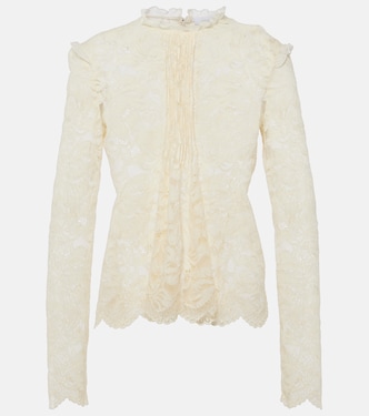 Pleated scalloped lace top | Rabanne